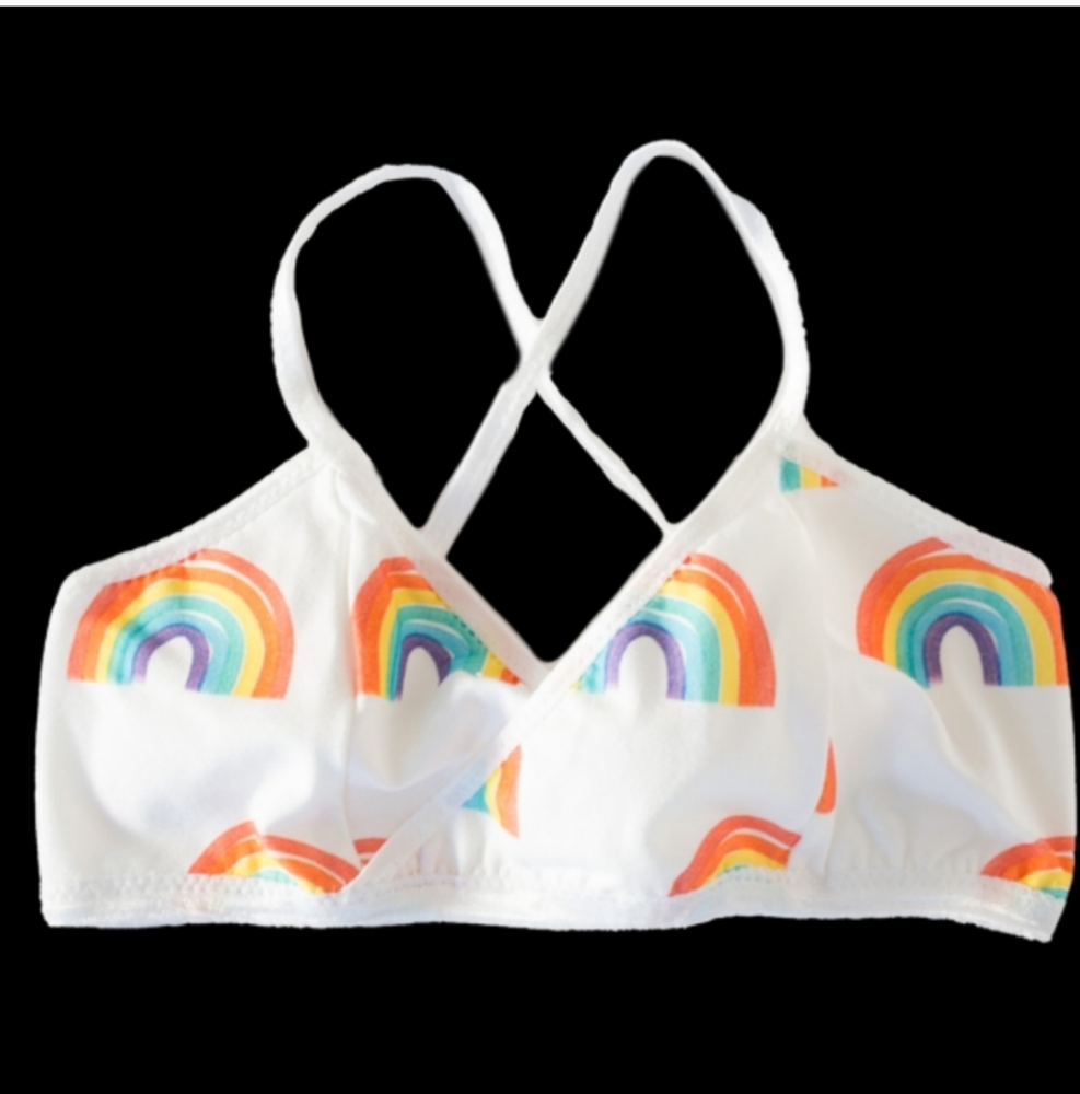 NEW Hey Maven wrap bralette and triangle thong rainbow arches large